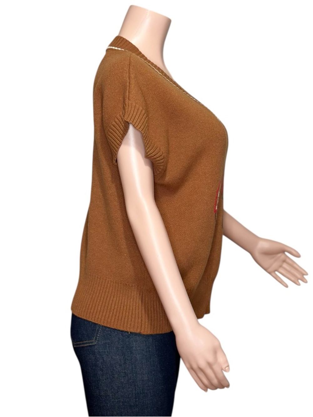 LISA SAYS GAH Fangio Oversized Knit Vest, Fungo Camel, M/L - Picture 9 of 11